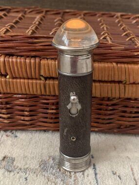 Vintage British Make Metal Flashlight Torch - WWII Era Style Rounded Glass Lens